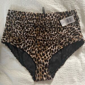 Torrid high, waisted, leopard swim bottoms.